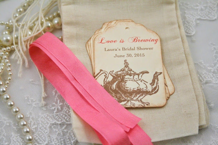 Tea Party Favor Kit DIY Muslin Bags Teapot by OnTheWingsPaperie