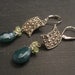 Green onyx peridot silver textured connect earrings Meadow
