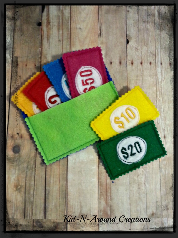 Items similar to Pretend Felt play money and wallet set on Etsy