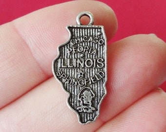 8 ILLINOIS Charms 26.5x12.5x2mm, Hole: 2mm