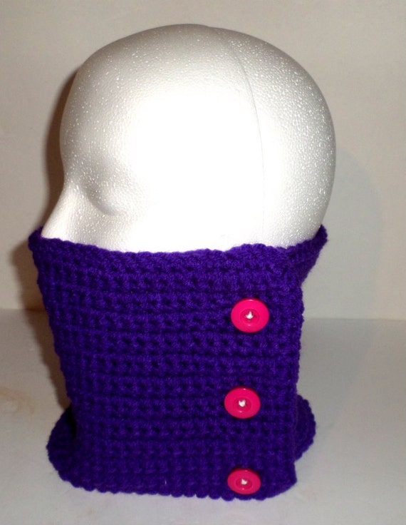 Crochet Scarf Button Up Neck Gaiter Face by CarriesCraftStore