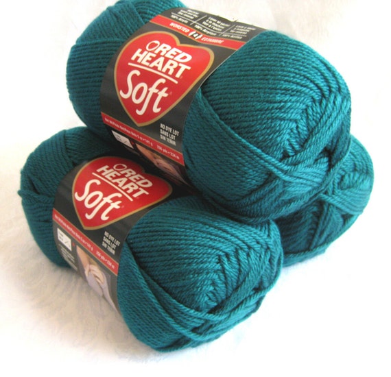 Red Heart Soft Yarn Teal Blue Yarn Medium Worsted By Crochetgal