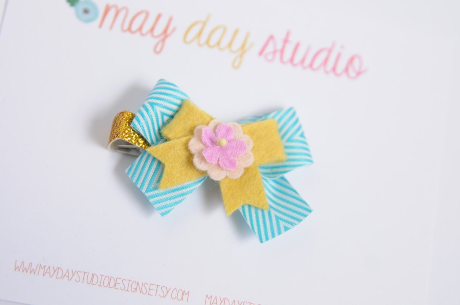 toddler baby girls alligator hair clip blue/white chevron