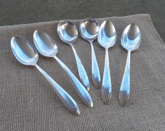 6 Silver Plate Spoons PATRICIAN Silverplate flatware MONOGRAM D Vintage Flatware Wedding Decor Table Settings French Country Prairie Set