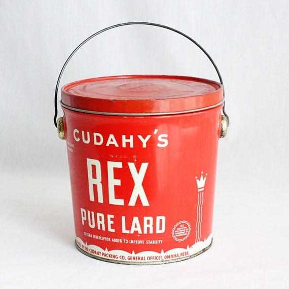 Vintage tin Cudahys Rex Pure Lard lard bucket lard can
