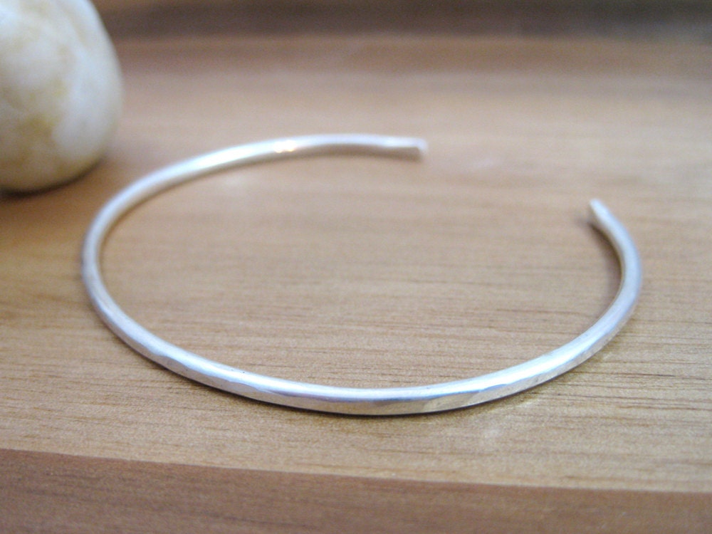 Sterling Silver Bracelet Thin Bangle Open Bangle Thin Hammered