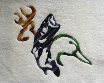 Buck, Duck and Fish Embroidery Design - 2 sizes - Custom Phrase/Design Welcome