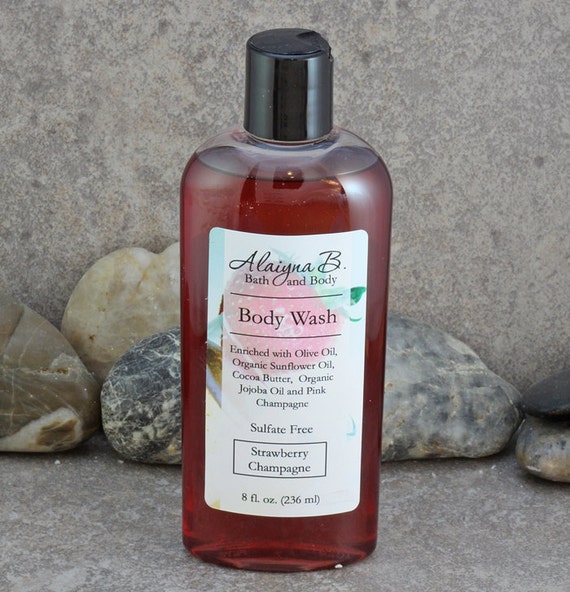 Strawberry Champagne Scented Liquid Body Wash by AlaiynaBSoaps