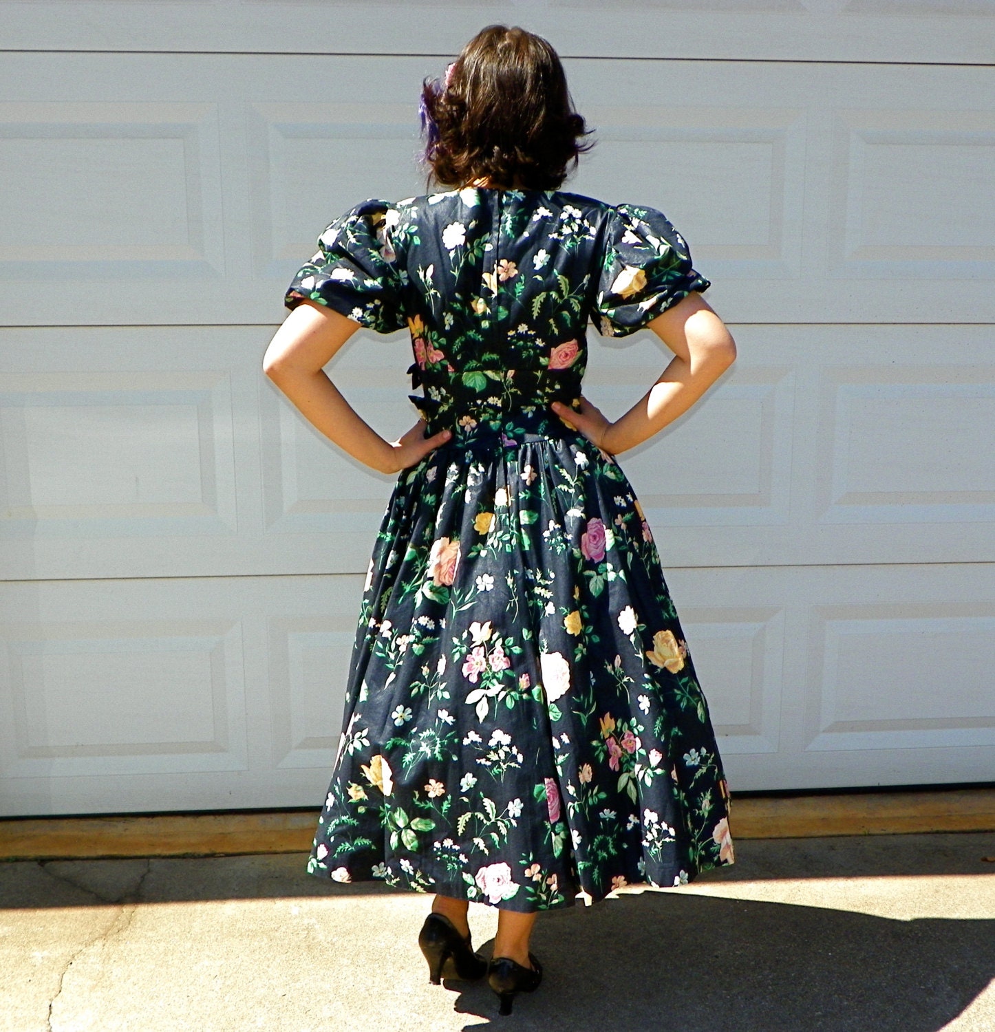 SALE 1950s Style Vintage Black Sock Hop Dress by Enchantedfuture