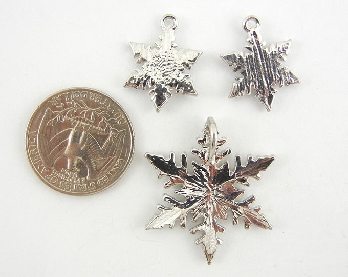 Silver-tone Snowflake Charms and Pendant with Rhinestones Set