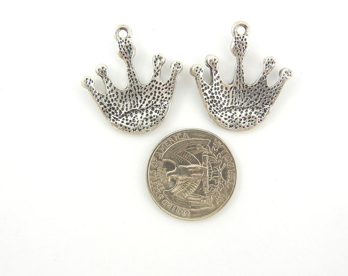 Pair of Antique Silver-tone Rhinestone Crown Charms