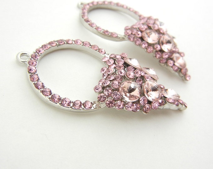 Pair of Pink Rhinestone Drop Charms