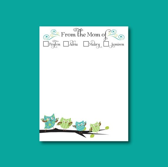 Owl Notepad, Personalized Notepad, From the Mom of Notepad, Teacher gift, stocking stuffer Il_570xn