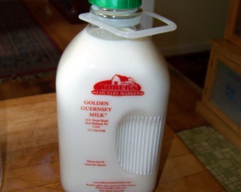 Glass Milk Bottle half gallon size Amish with reusable lid
