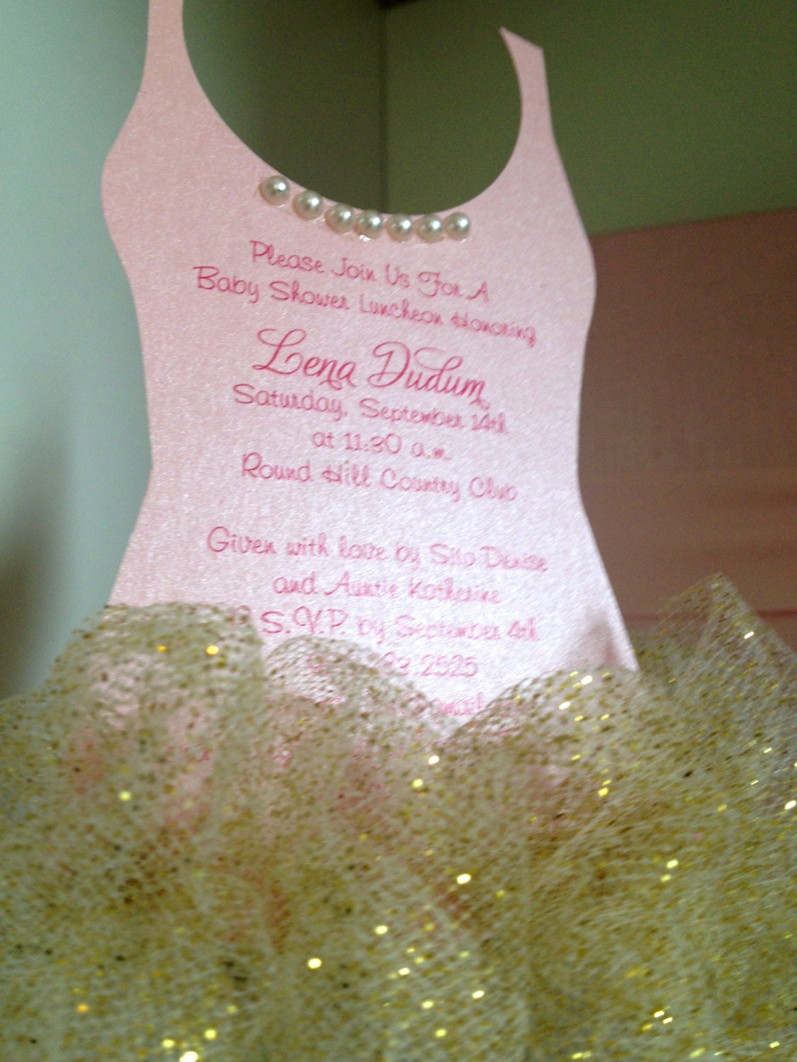 Tutu Baby shower invitation GOLD Ballerina baby by anaderoux