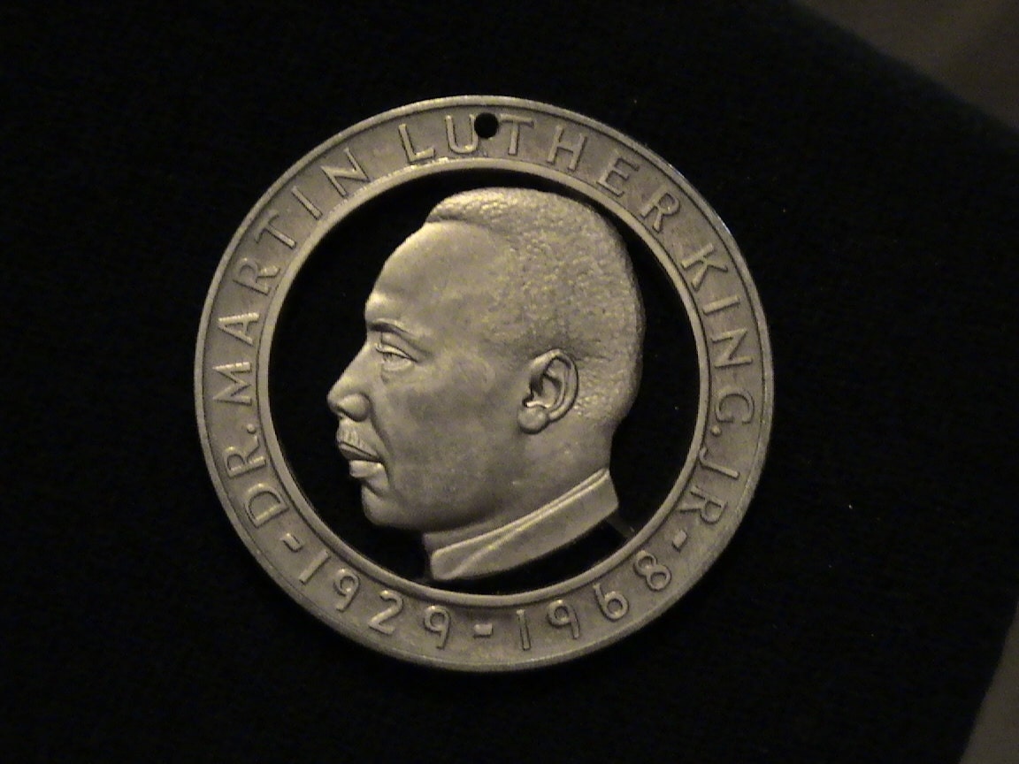 Martin Luther King Jr bronze cut coin pendant