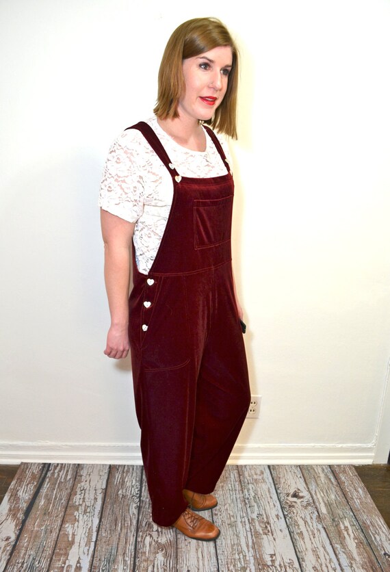 Maroon Velvet Overalls Women’s Overalls 90s Grunge