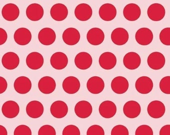 Knit red dots on pink 1 yard euro organic import sale