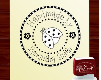 Lady Bug Custom Handmade by Stamp SELF INKING / Branding Stamp / Handmade with Love Stamp / Hobby Shop Stamp / Custom Business Stamp / 1315