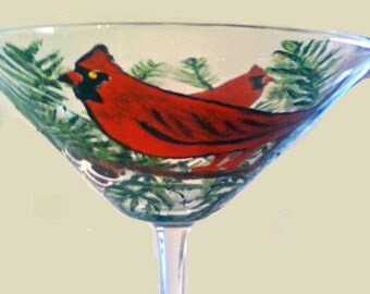 Christmas Martini Glasses, Hand painted by Clearly Susan