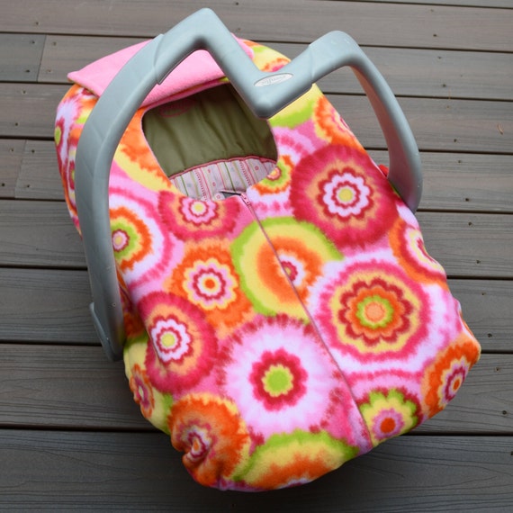 Tie Dye Baby Car Seat Cover in Pink Orange Lemon Lime for