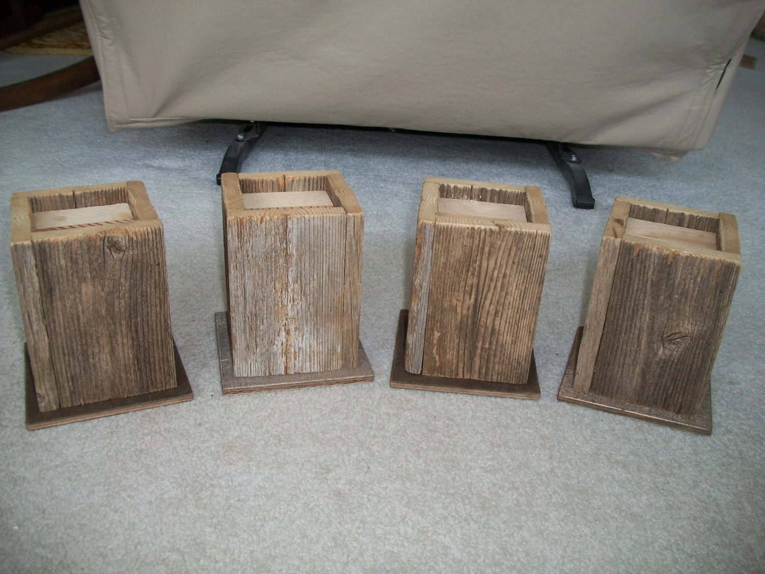 Set of 4 Weathered Barn Wood Bed RISERS 6 High