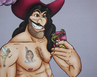 Selfie Captain Hook Peter Pan Postcard