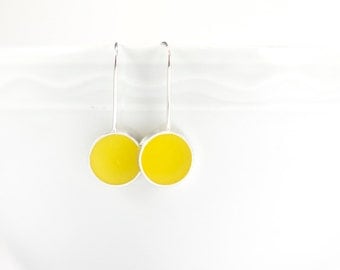 Don't Stop yellow resin and sterling silver earring- springtime summer