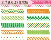 50% OFF SALE St. Patricks Day Tape Digital Clipart Frame Graphics Green Orange Polka Dots Stripes Chevron Holiday Clip Art INSTANT Download Il_170x135