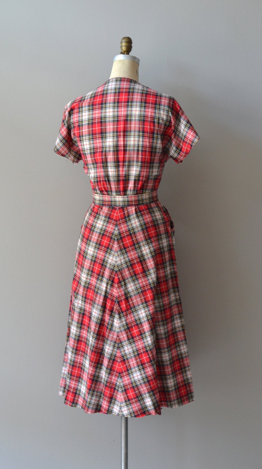 Wasem plaid dress / vintage plaid 50s dress / cotton 1950s