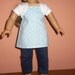 18 inch Doll Clothes, Blue Blouse, Blue Leggings, White Shrug, 3pc Leggings Outfit