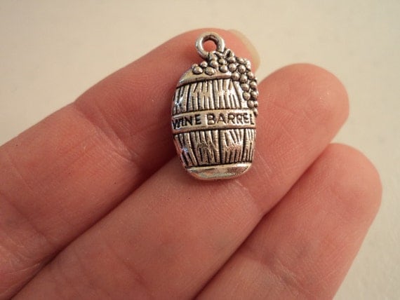 BULK 50 Wine Barrel charms antique silver tone FD18