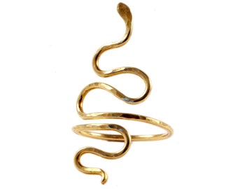 Bronze Serpent Ring, Hammered Gold Snake Ring, Statement Ring