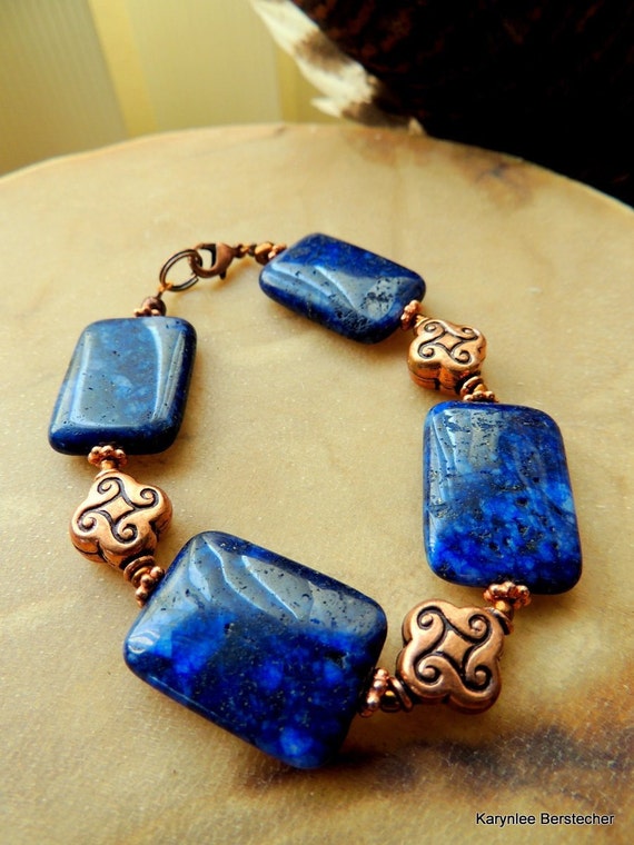 Lapis Lazuli Copper Chunky Four Directions Women Bracelet