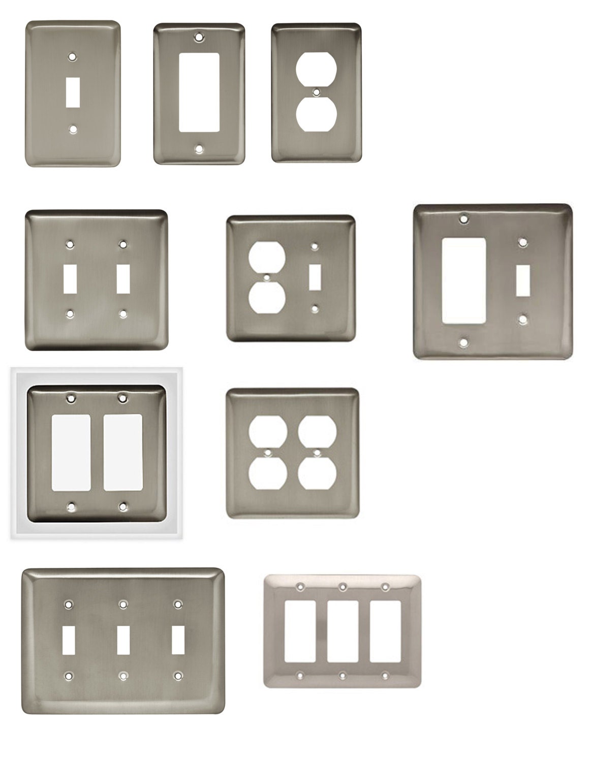 Single Switch Plate Cover/Brushed Nickel/Blue Glass/Decorative