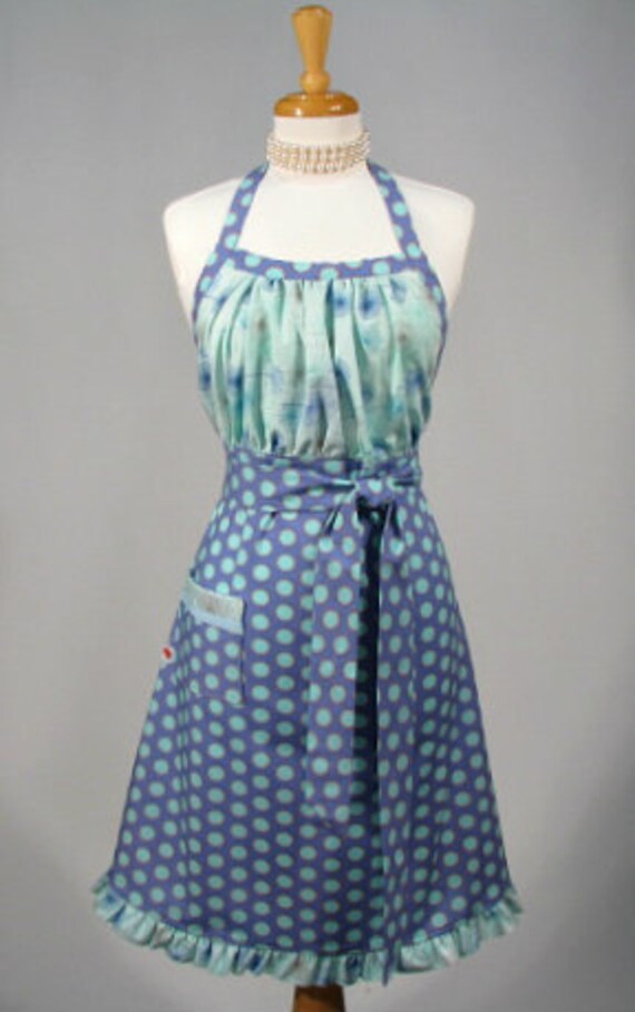 Cute Handmade Apron Full Womens with Gathered Bodice