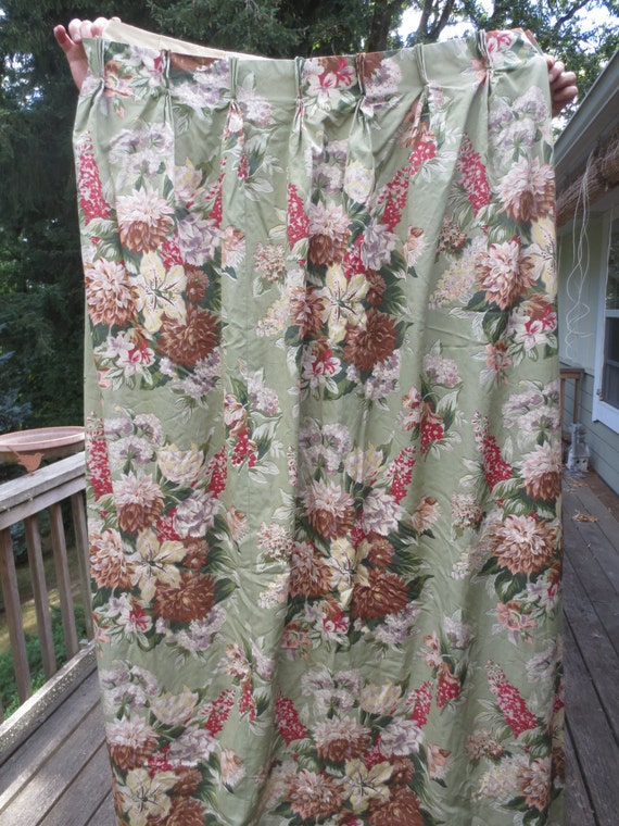 SALE Vintage Floral Chintz Curtain Drapen Made with 44