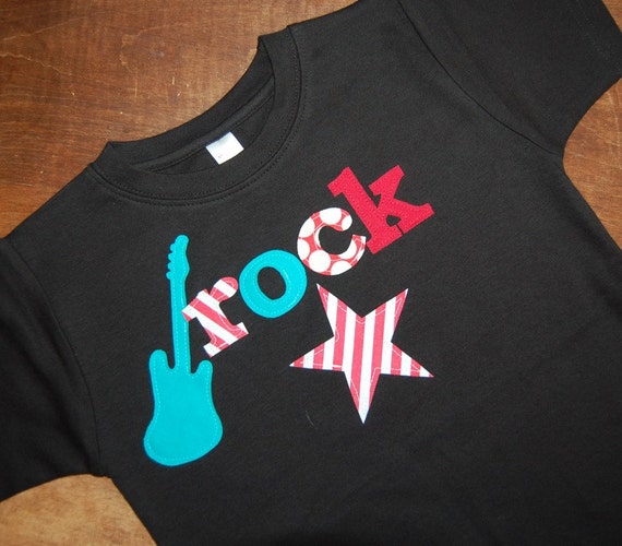 Boys birthday shirt ... Rock Star Shirt ...Boys Future Rock Star Birthday Tee ... Red and Aqua Blue Rock Star Birthday Party Il_570xn