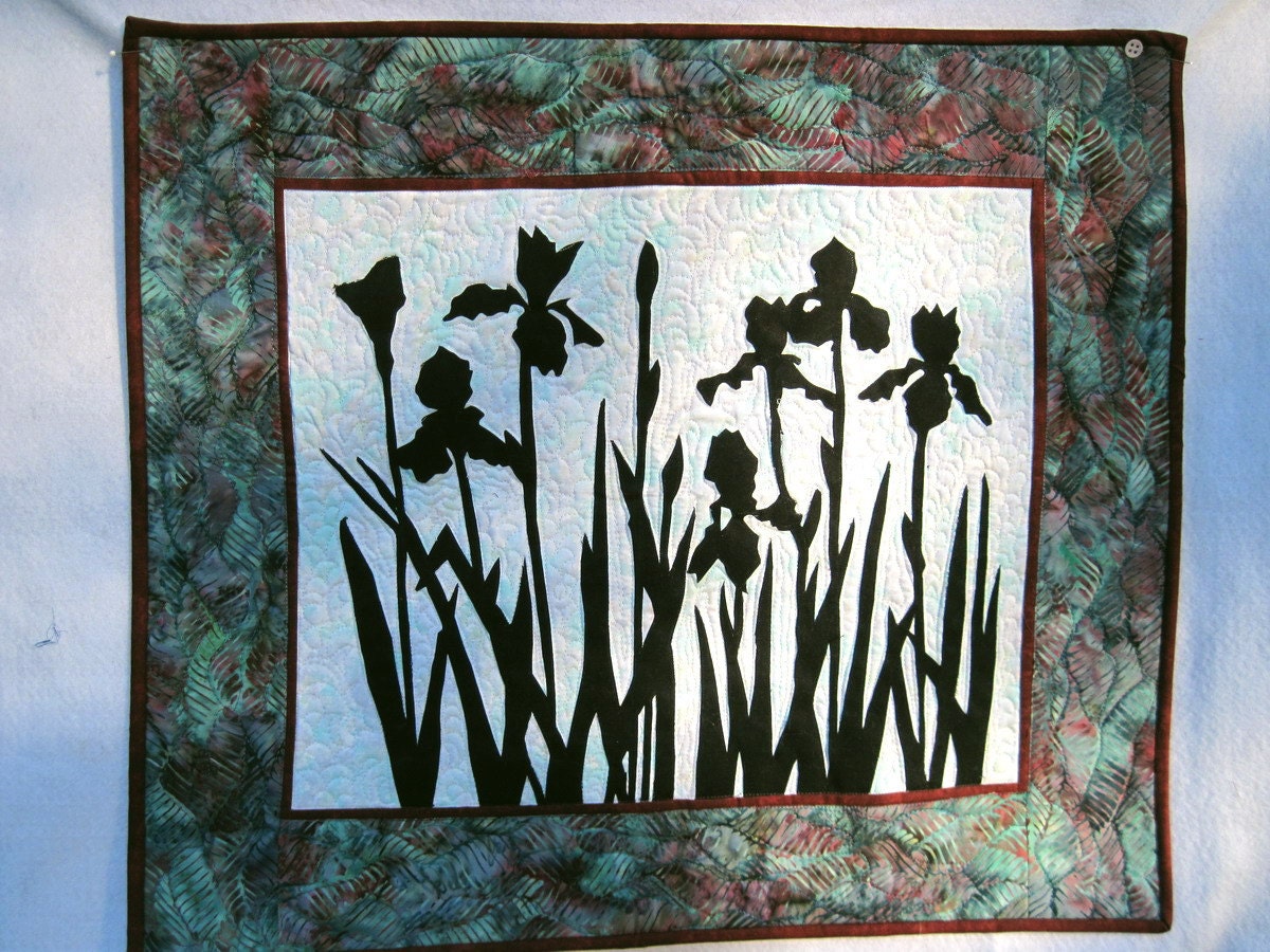  Wall Art  Quilt  wall  decor  wall  hanging Iris in Silhouette