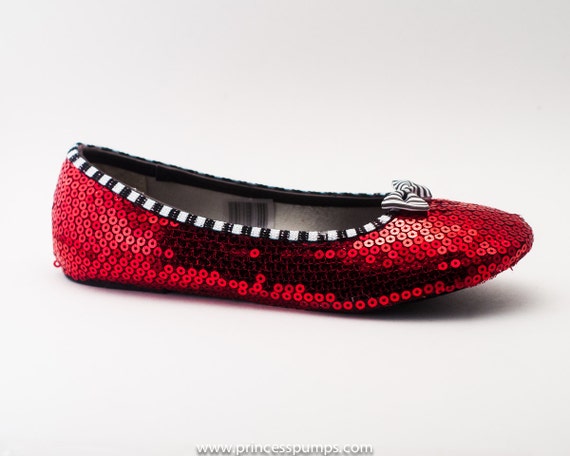 Red Black White Sequin Ballet Flats Shoes by princesspumps on Etsy