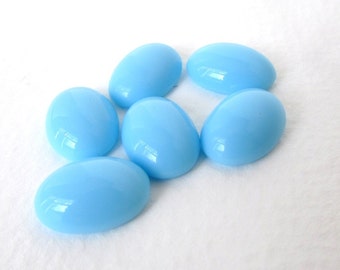 Vintage Glass Cabochon Sky Blue Turquoise Ovals 14x10mm gcb1024 (2)