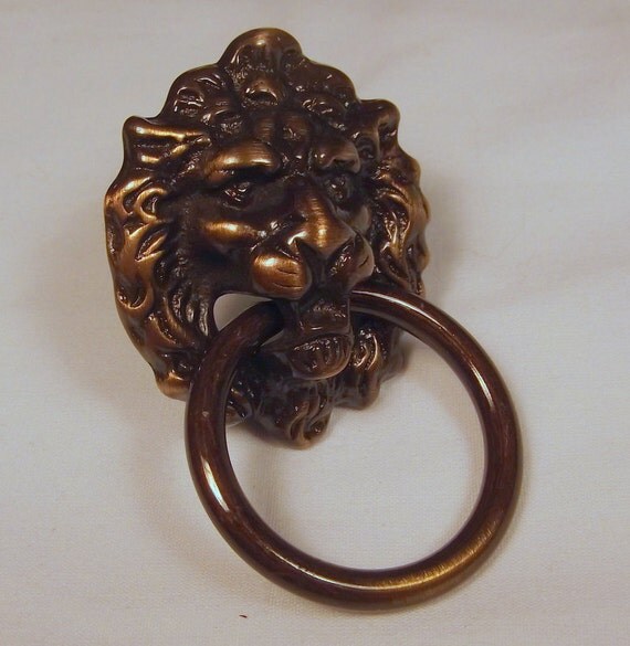 Set of 6 Solid Antiques Brass Lion Head Drawer by LAKEWAYCANDLES