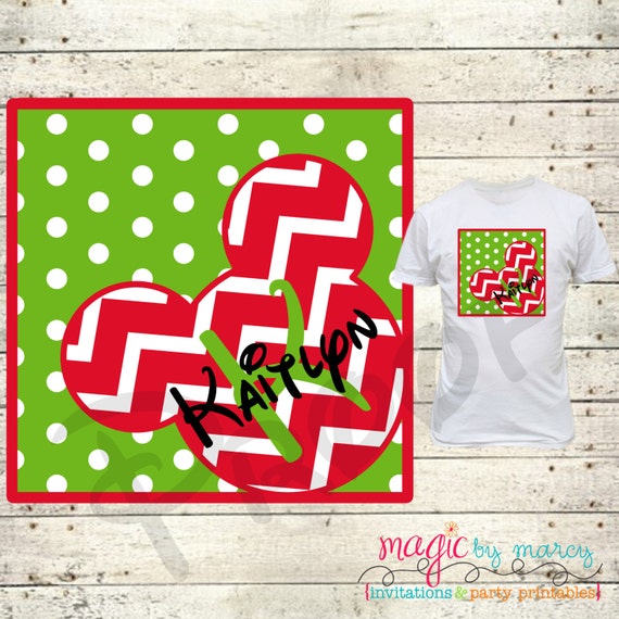 Disney inspired Christmas Mickey iron on transfer great for