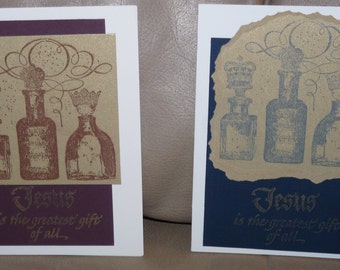 Jesus - the Greatest Gift of All - Gifts of the Magi Handmade Christmas Cards - Choose one or both colors - FREE Shipping