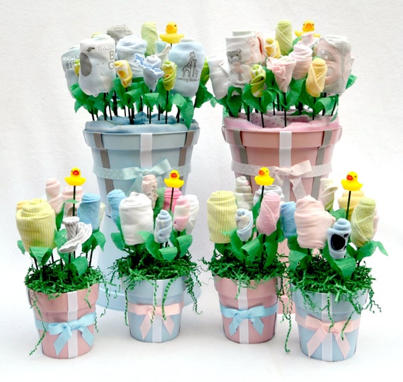 Baby Shower Centerpieces Set of 4 for Twins Baby by babyblossomco