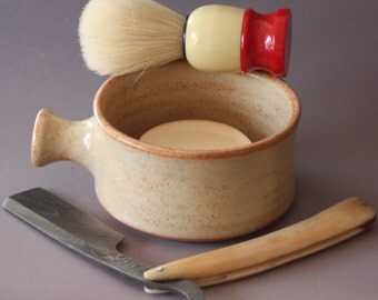 Ceramic Shaving Mug / Ridges for a Good Lather / Comfortable Handle / Made to Order