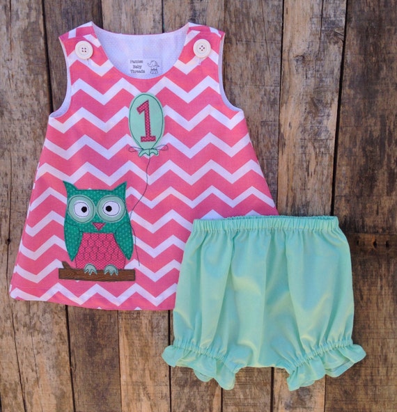 Owlivia the Owl First Birthday Dress and Bloomers