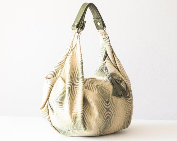 Shoulder bag pattern, slouch large hobo bag in green and green leather ...