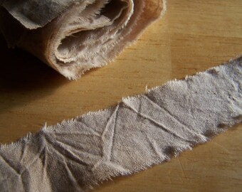 Tea Stained Muslin Ripped Fabric Ribbon