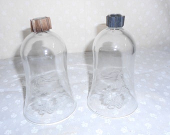 Votive Etched Heart wreath Clear Glass set of 2